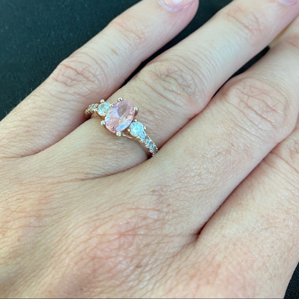 Morganite & CZ ring